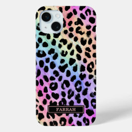 Pastel Rainbow Leopard Print Monogrammed Case-Mate iPhone Hülle