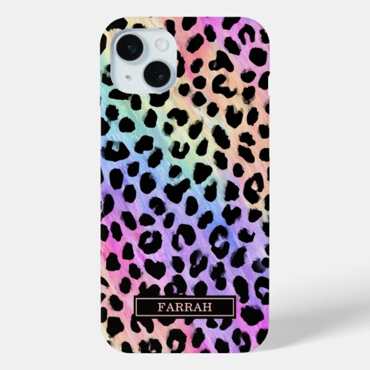 Pastel Rainbow Leopard Print Monogrammed Case-Mate iPhone Hülle (Rückseite)