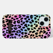 Pastel Rainbow Leopard Print Monogrammed Case-Mate iPhone Hülle (Rückseite (Horizontal))