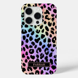 Pastel Rainbow Leopard Print Monogrammed Case-Mate iPhone Hülle