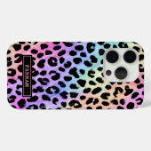 Pastel Rainbow Leopard Print Monogrammed Case-Mate iPhone Hülle (Rückseite (Horizontal))