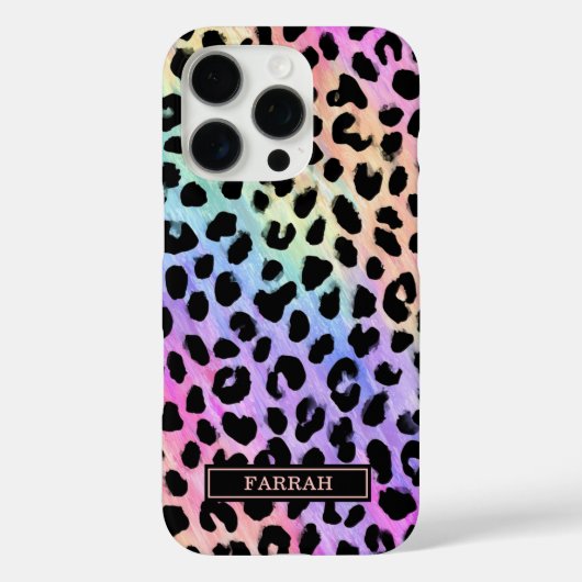 Pastel Rainbow Leopard Print Monogrammed Case-Mate iPhone Hülle (Rückseite)
