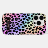 Pastel Rainbow Leopard Print Monogrammed Case-Mate iPhone Hülle (Rückseite (Horizontal))
