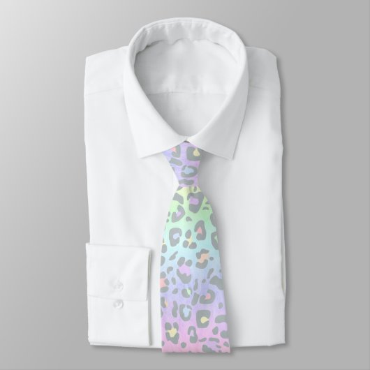 Pastel Rainbow Leopard Print Neck Tie Krawatte (Gebunden)
