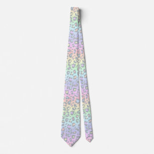 Pastel Rainbow Leopard Print Neck Tie Krawatte
