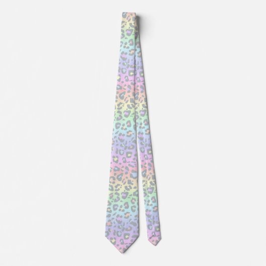 Pastel Rainbow Leopard Print Neck Tie Krawatte (Vorderseite)