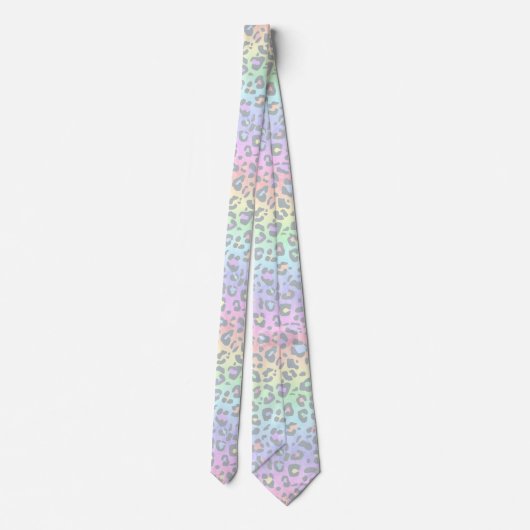 Pastel Rainbow Leopard Print Neck Tie Krawatte (Rückseite)
