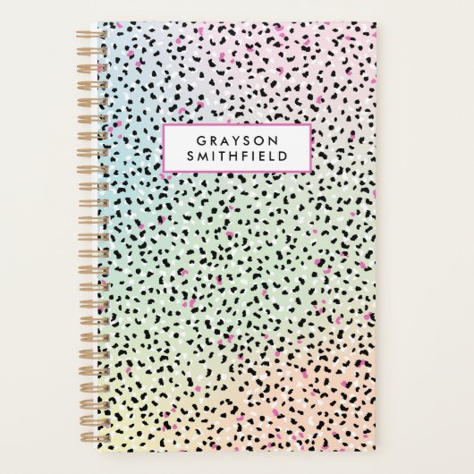 Pastel Rainbow Leopard Print Planer (Vorderseite)