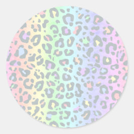 Pastel Rainbow Leopard Print Runder Aufkleber