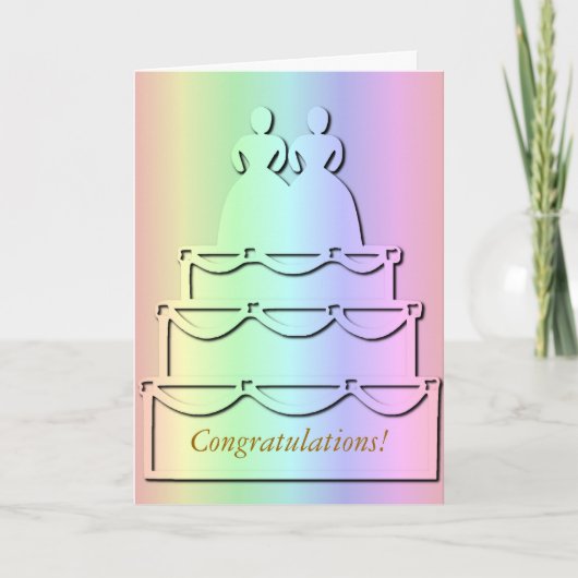 Pastel Rainbow Lesbian Wedding Cake Card Karte (Vorderseite)