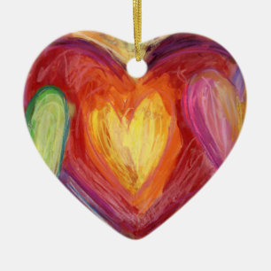 Pastel Rainbow Liebe Herz-Holiday-Geschenk Keramik Ornament
