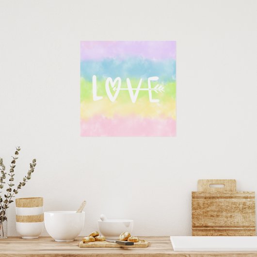 Pastel Rainbow Liebe Poster (Küche)