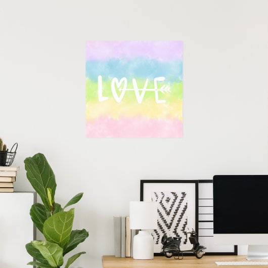 Pastel Rainbow Liebe Poster (Heimbüro)
