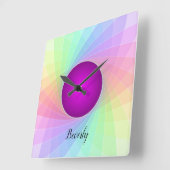 Pastel Rainbow Lila Twirnname Personalisiert Quadratische Wanduhr (Winkel)