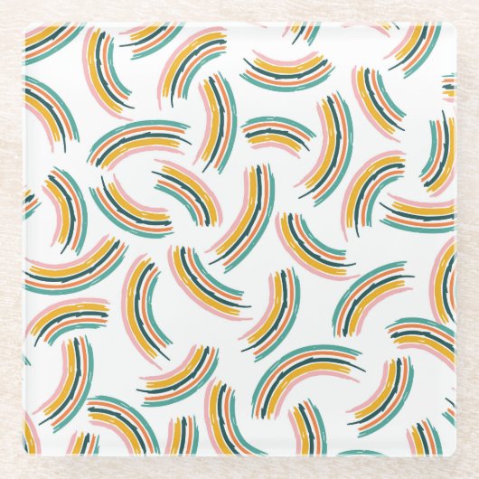 Pastel Rainbow Lines: Vintag nahtlos Glasuntersetzer (Vorderseite)