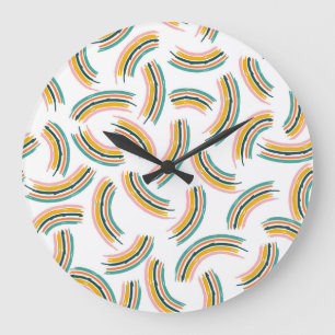 Pastel Rainbow Lines: Vintag nahtlos Große Wanduhr
