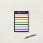 Pastel Rainbow List Black Background Individuelle Post-it Klebezettel (Auf Schreibtisch)