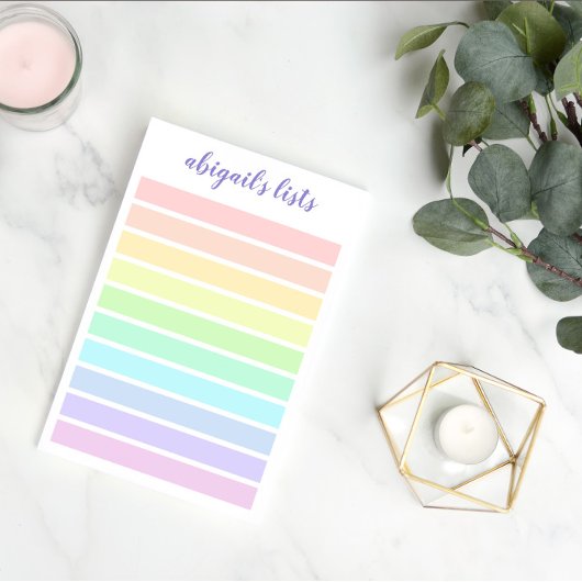 Pastel-Rainbow-Liste - Individuelle Name Post-it Klebezettel