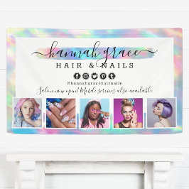 Pastel Rainbow Logo Salon Stylist Marketing Fotos Banner