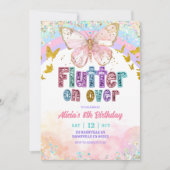 Pastel Rainbow Magical Butterfly Birthday Einladung (Vorderseite)