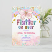 Pastel Rainbow Magical Butterfly Birthday Einladung (Stehend Vorderseite)