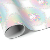 Pastel Rainbow Magical Unicorn Birthday Geschenkpapier (Rolleneckpunkt)