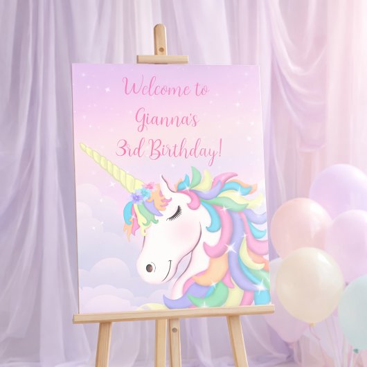 Pastel Rainbow Magical Unicorn Welcome Sign Fotodruck