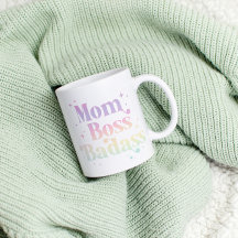 Pastel Rainbow "Mama Boss Badass" Tasse