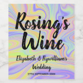 Pastel Rainbow Marbling Weinetikett (Einzelnes Label)