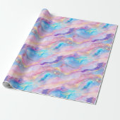 Pastel-Rainbow-Marmor mit Gold Glitzer Geschenkpapier (Ungerollt)