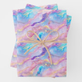 Pastel-Rainbow-Marmor mit Gold Glitzer Geschenkpapier Set (Beispiel)