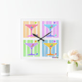 PASTEL RAINBOW MARTINIS WALL CLOCK QUADRATISCHE WANDUHR (Zuhause)