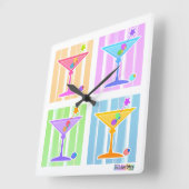 PASTEL RAINBOW MARTINIS WALL CLOCK QUADRATISCHE WANDUHR (Winkel)