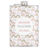 Pastel Rainbow mit Herzmuster Phantastischer Lehre Flachmann (Vorderseite)