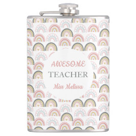 Pastel Rainbow mit Herzmuster Phantastischer Lehre Flachmann