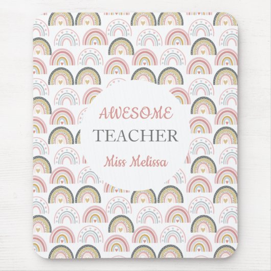 Pastel Rainbow mit Herzmuster Phantastischer Lehre Mousepad (Vorne)