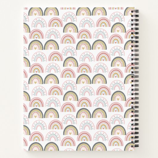Pastel Rainbow mit Herzmuster Phantastischer Lehre Notizblock (Rückseite)