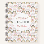 Pastel Rainbow mit Herzmuster Phantastischer Lehre Notizblock (Vorderseite)