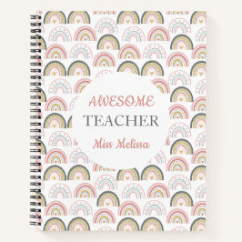 Pastel Rainbow mit Herzmuster Phantastischer Lehre Notizblock