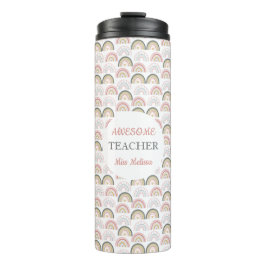 Pastel Rainbow mit Herzmuster Phantastischer Lehre Thermosbecher