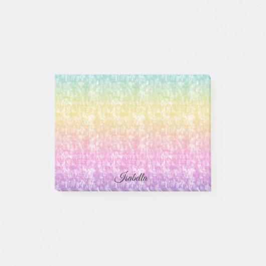 Pastel Rainbow mit Name in Script Personalisiert Post-it Klebezettel (Vorderseite)