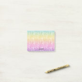 Pastel Rainbow mit Name in Script Personalisiert Post-it Klebezettel (Auf Schreibtisch)