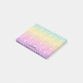 Pastel Rainbow mit Name in Script Personalisiert Post-it Klebezettel (angewinkelt)