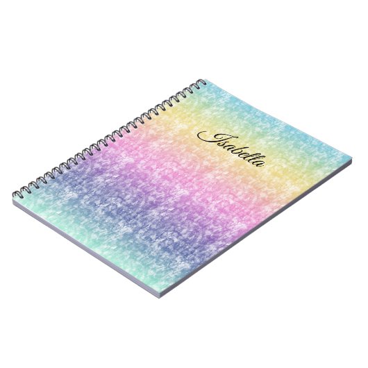 Pastel Rainbow mit Skriptname oder Text Notizblock (Linke Seite)