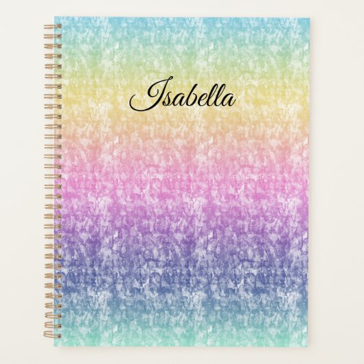 Pastel Rainbow mit Skriptname oder Text Planer (Vorderseite)