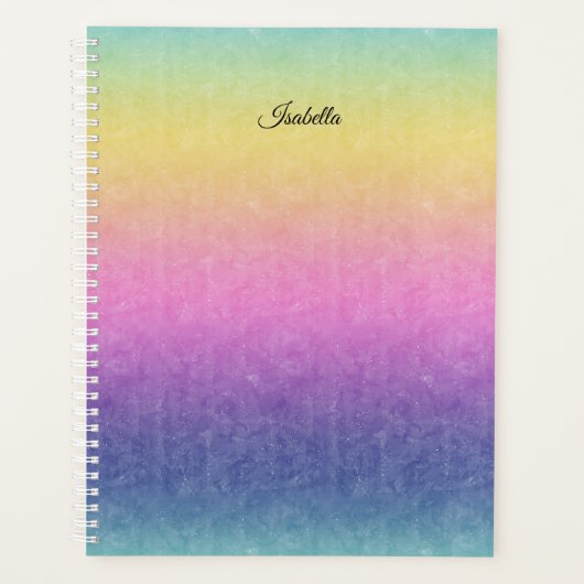 Pastel Rainbow mit Skriptname oder Text Planer (Vorderseite)