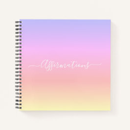 Pastel Rainbow mit weißer Typografie-Affirmation Notizblock