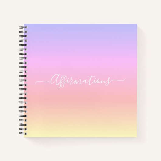 Pastel Rainbow mit weißer Typografie-Affirmation Notizblock (Vorderseite)