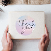Pastel Rainbow Modern Script Danke Runder Aufkleber