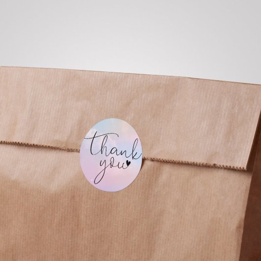 Pastel Rainbow Modern Script Danke Runder Aufkleber
